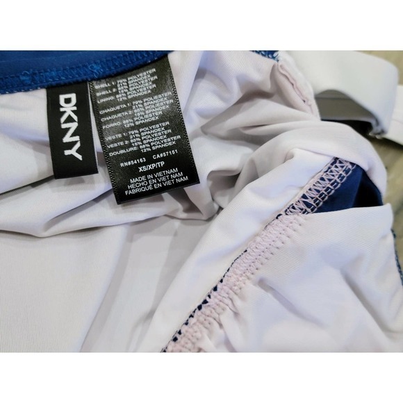 DKNY Navy Color Block Deep V Neck Tankini Top XS - Picture 5 of 5